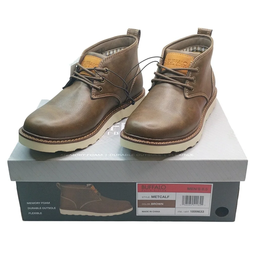 Buffalo Metcalf Chukka Boots Men Size 8.5 Brown Memory Foam 1899633